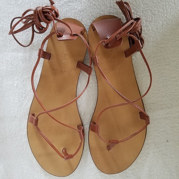 j crew leather lace up sandals